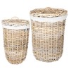 Panier à linge avec couvercle 2 pcs Gris naturel Rattan Kubu 644266644266