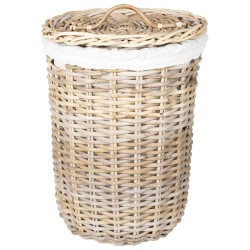Panier à linge avec couvercle 2 pcs Gris naturel Rattan Kubu 644266644266