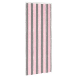 Rideau anti-insectes en chenille Gris Argent et Rose 644268644268