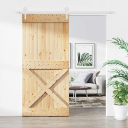Porte coulissante Naturel et Blanc 95 x 210 cm 644276644276