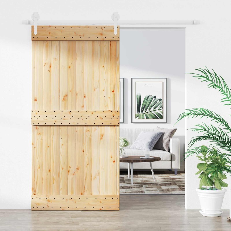 Porte coulissante Naturel et Blanc 100 x 210 cm 644277644277