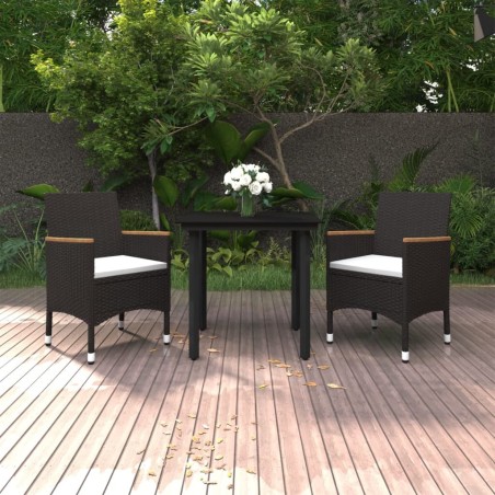 Ensemble à manger de jardin coussins 3 pcs Résine tressée Verre 644278644278