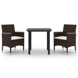 Ensemble à manger de jardin coussins 3 pcs Résine tressée Verre 644278644278