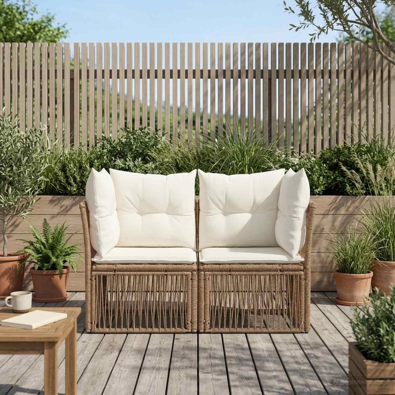 Canapé de jardin 2-Nombre de places Beige polyrotin 644289644289