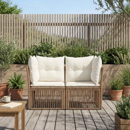 Canapé de jardin 2-Nombre de places Beige polyrotin 644289644289