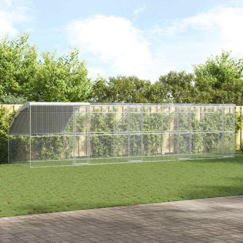 Cage à poules 4 pcs Argenté 800 x 200 x 200 cm Acier et PE 644292644292