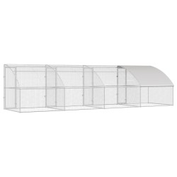Cage à poules 4 pcs Argenté 800 x 200 x 200 cm Acier et PE 644292644292