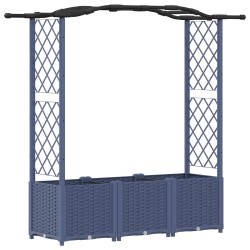 Lit Élevé avec Treillis et Toit Gris 164 x 40 x 138 cm PP 644294644294