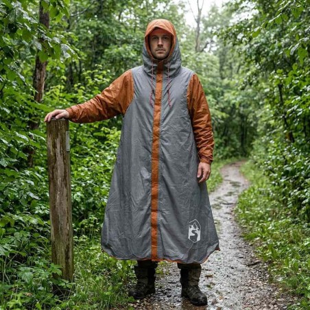 Poncho de pluie 2-en-1 avec capuche Gris et orange 644298644298