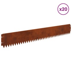 Bordure de Pelouse 20 pcs 103 x 15 cm Acier Rouillé 644301644301