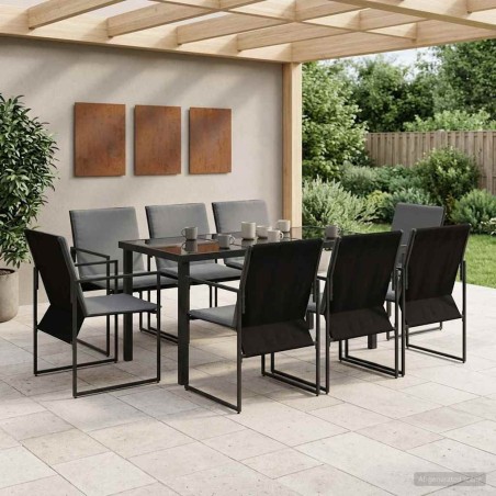 Ensemble de salle à manger pour jardin 9 pcs Noir et anthracite 644303644303