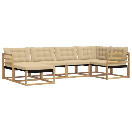 Ensemble de canapés d'extérieur 6 pcs Blanc et Beige 644307644307