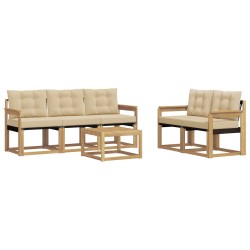 Ensemble de canapés d'extérieur 6 pcs Blanc et Beige 644313644313