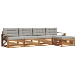 Ensemble de canapés d'extérieur 5 pcs Gris Naturel et Clair 644315644315