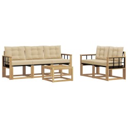 Ensemble de canapés d'extérieur 6 pcs Blanc et Beige 644317644317