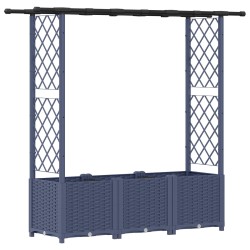 Lit Élevé avec Treillis et Toit Gris 162,5 x 40 x 136 cm PP 644320644320