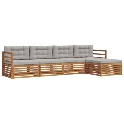 Ensemble de canapés d'extérieur 5 pcs Gris Naturel et Clair 644325644325