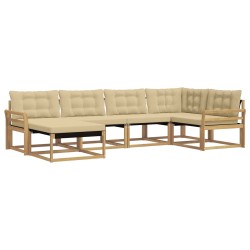 Ensemble de canapés d'extérieur 6 pcs Blanc et Beige 644329644329