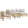 Salon de jardin 6 pcs avec coussins gris clair bambou 644331644331