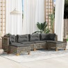Salon de jardin 6 pcs avec coussins gris résine tressée 644332644332