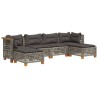Salon de jardin 6 pcs avec coussins gris résine tressée 644332644332