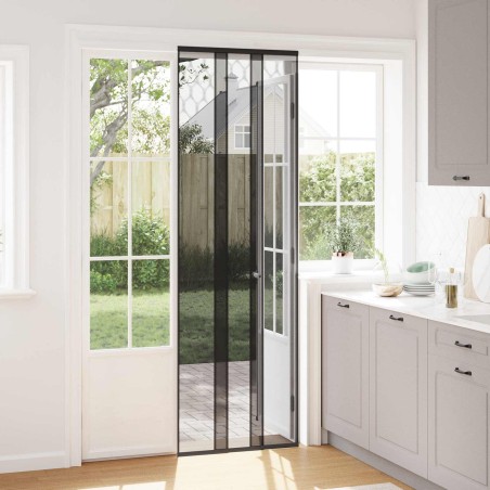 Écran de porte insectes avec rideau en maille Noir 70 x 220 cm 644337644337