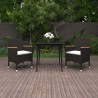 Ensemble à manger de jardin coussins 3 pcs Résine tressée Verre 644347644347