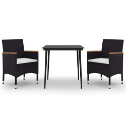 Ensemble à manger de jardin coussins 3 pcs Résine tressée Verre 644347644347