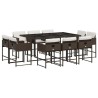 Ensemble à manger de jardin et coussins 11 pcs marron rotin 644349644349