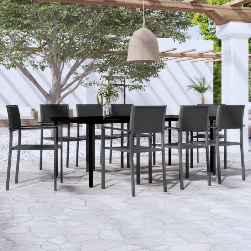 Ensemble à manger de jardin 9 pcs Noir 644352644352