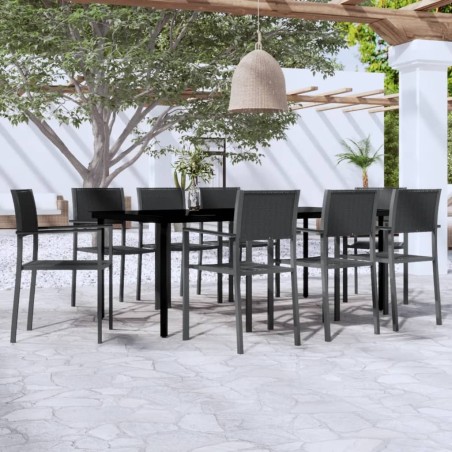Ensemble à manger de jardin 9 pcs Noir 644352644352