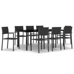 Ensemble à manger de jardin 9 pcs Noir 644352644352
