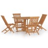 Ensemble à manger d'extérieur pliable 5 pcs Bois solide de teck 644354644354