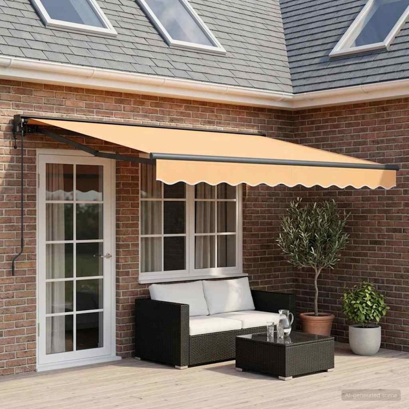Auvent rétractable Sable 4 × 3 m Polyester et Aluminium 644362644362