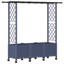 Lit Élevé avec Treillis et Toit Gris 162,5 x 40 x 142 cm PP 644363644363