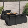 Salon de jardin 6 pcs avec coussins noir résine tressée 644364644364