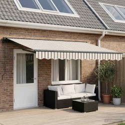 Auvent rétractable Gris clair et blanc 4 × 3 m 644368644368