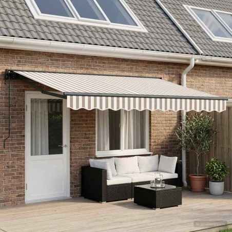 Auvent rétractable Gris clair et blanc 4 × 3 m 644368644368