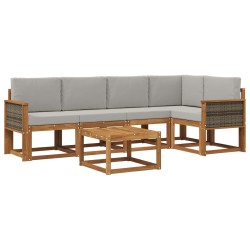 Ensemble de canapés d'extérieur 6 pcs Naturel et gris clair 644369644369