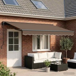 Auvent rétractable Taupe 4 × 3 m Polyester et Aluminium 644371644371