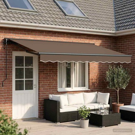 Auvent rétractable Taupe 4 × 3 m Polyester et Aluminium 644371644371