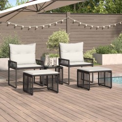 Ensemble de meubles d'extérieur 11 pcs Noir et blanc crème 644379644379