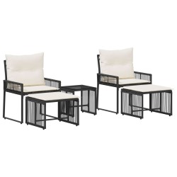 Ensemble de meubles d'extérieur 11 pcs Noir et blanc crème 644379644379