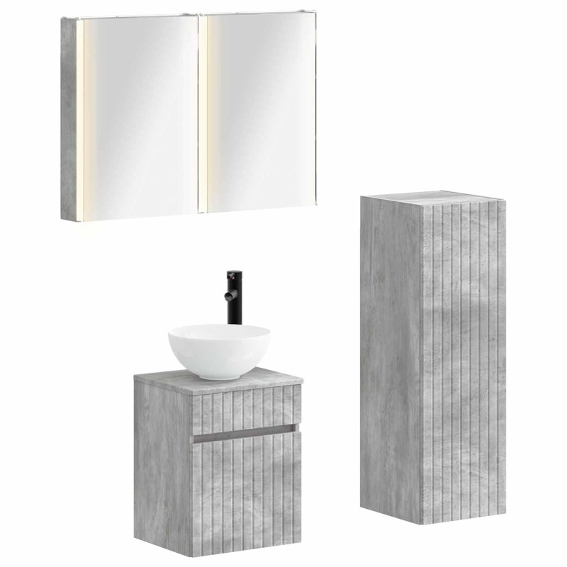 Ensemble de mobilier de salle de bain 4 pcs Gris béton 644380644380