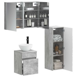 Ensemble de mobilier de salle de bain 4 pcs Gris béton 644380644380