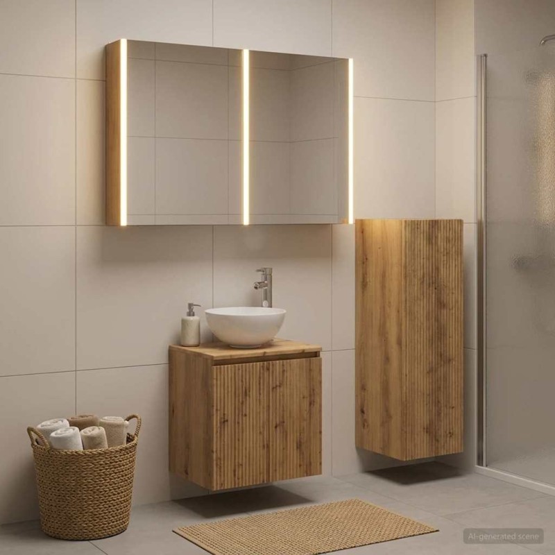 Ensemble de mobilier de salle de bain 4 pc Chêne artisanal 644385644385
