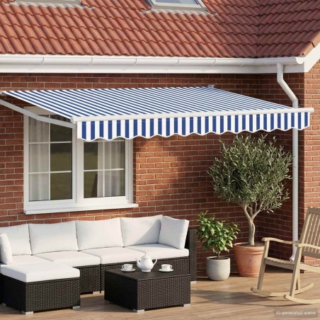 Auvent rétractable électrique Bleu et Blanc 3,5 x 2,5 m 644390644390