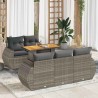 Salon de jardin 6 pcs avec coussins gris résine tressée 644391644391