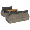 Salon de jardin 6 pcs avec coussins gris résine tressée 644391644391