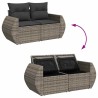 Salon de jardin 6 pcs avec coussins gris résine tressée 644391644391